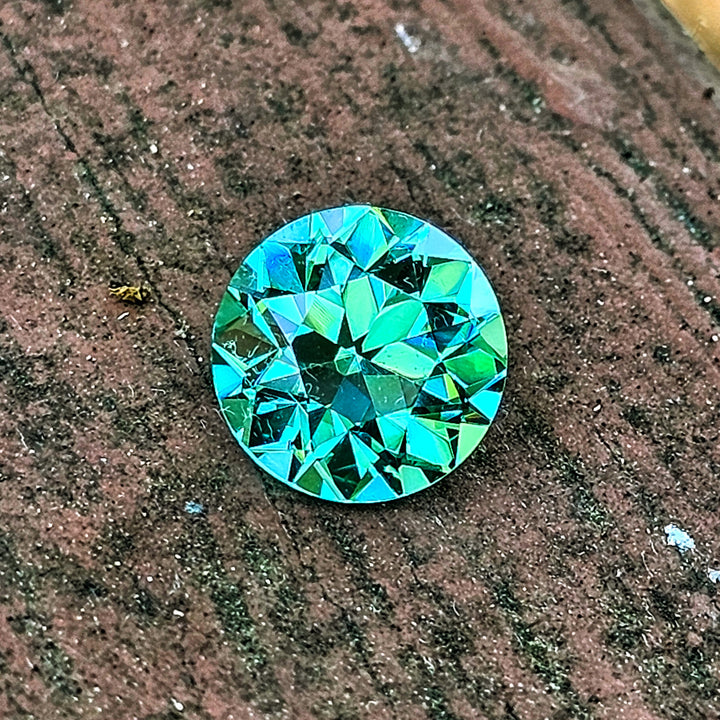 Repurposed Teal "Paraiba" YAG, Traditional Round Brilliant Cut, 7.95 Carats