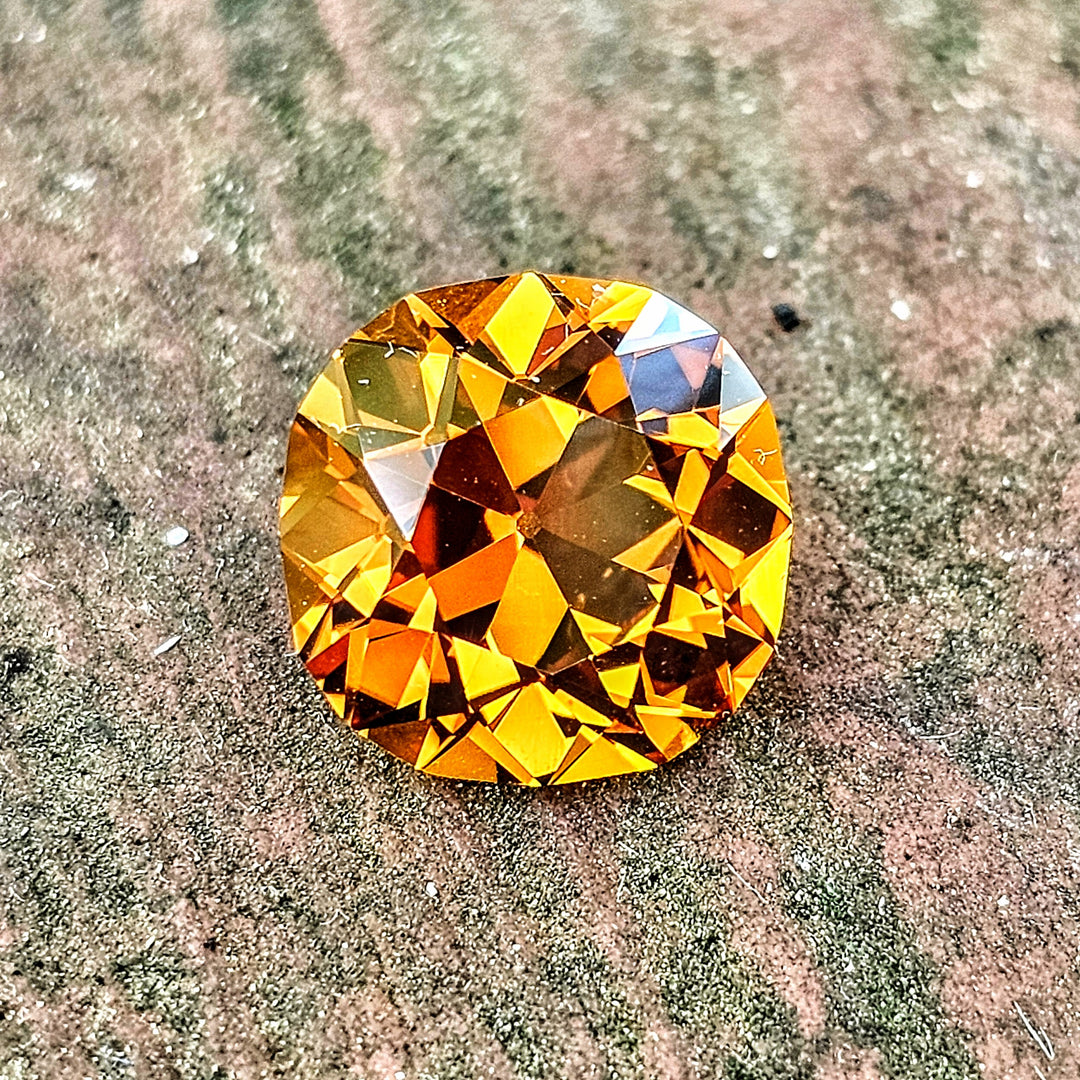 Whisky Orange Lab Sapphire, Antique Cushion Cut, 5.5 Carats