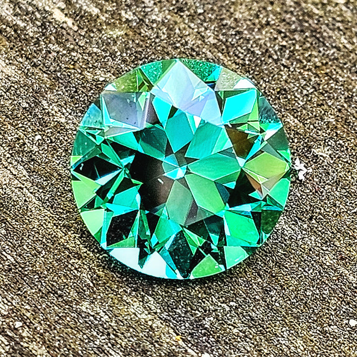 Repurposed Teal "Paraiba" YAG, Traditional Round Brilliant Cut, 9.72 Carats