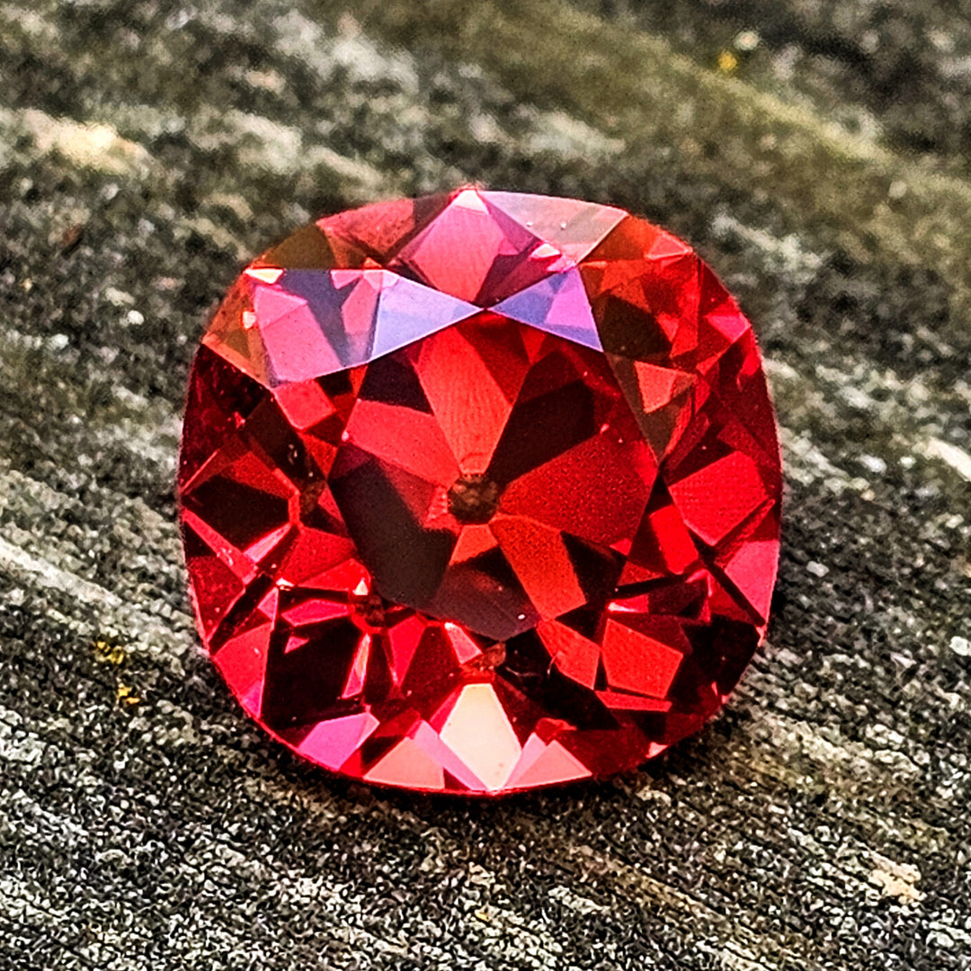 Fire Orange Red Lab Sapphire, Antique Cushion Cut, 6.85 Carats