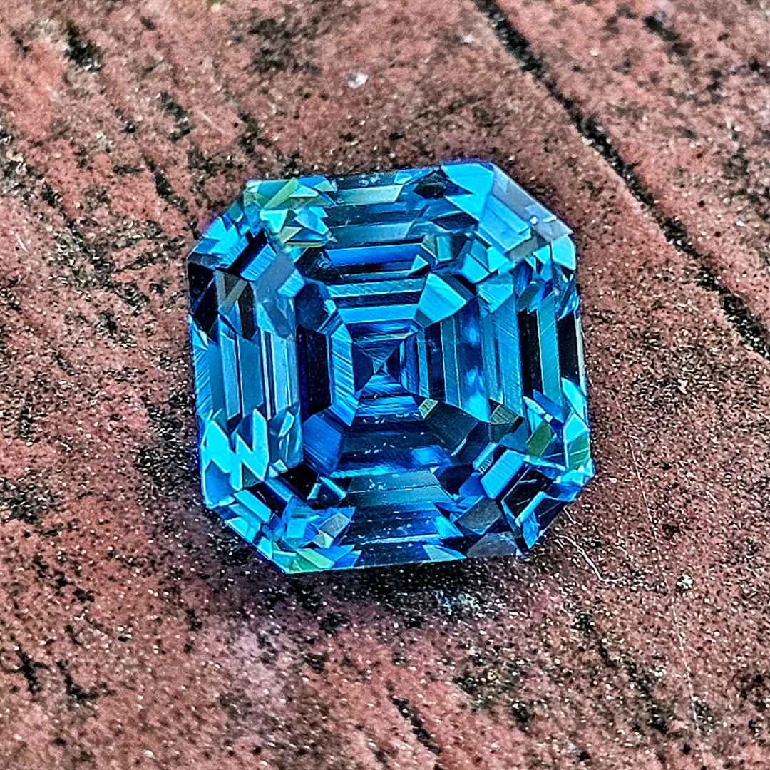 Blue Cobalt YAG, Asscher Cut, 6.7 Carats