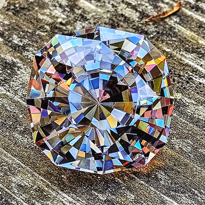 Experimental Grey to Blush Pink Lab Garnet, House Of Sylas Step Cushion Cut, 51.3 Carats