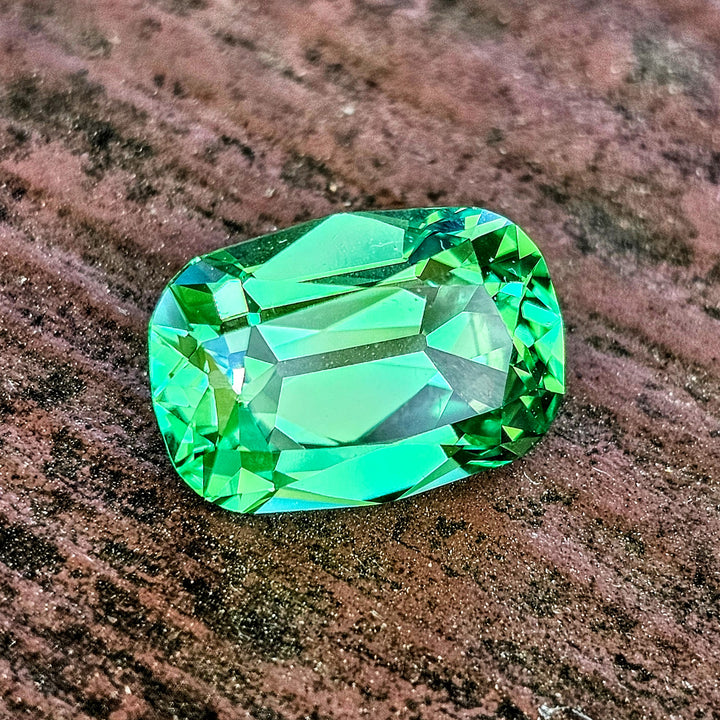 Djeva Green Lab Sapphire, Antique Long Cushion Cut, 8.8 Carats