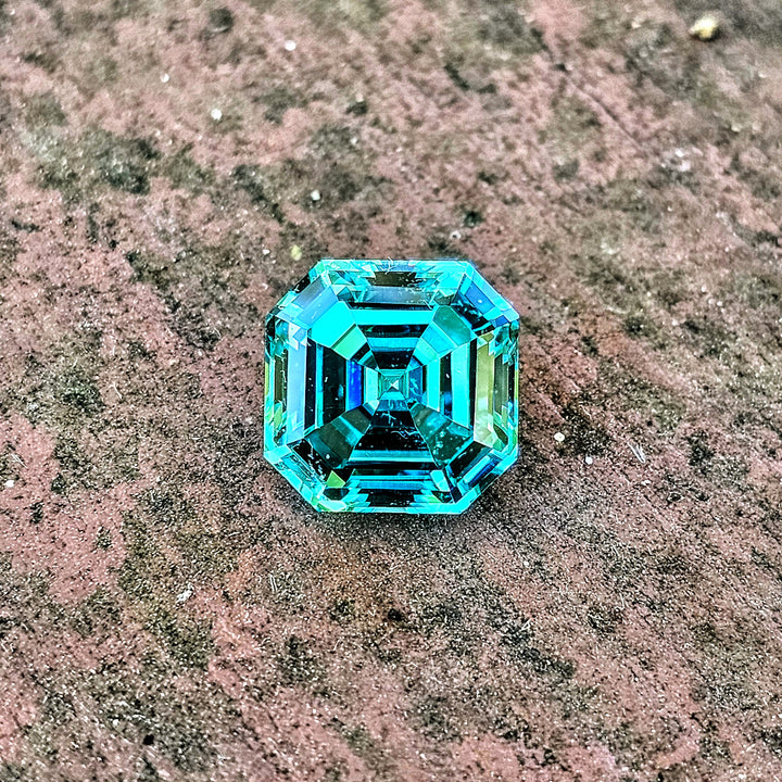 Teal "Paraiba" YAG, Asscher Cut, 14.85 Carats