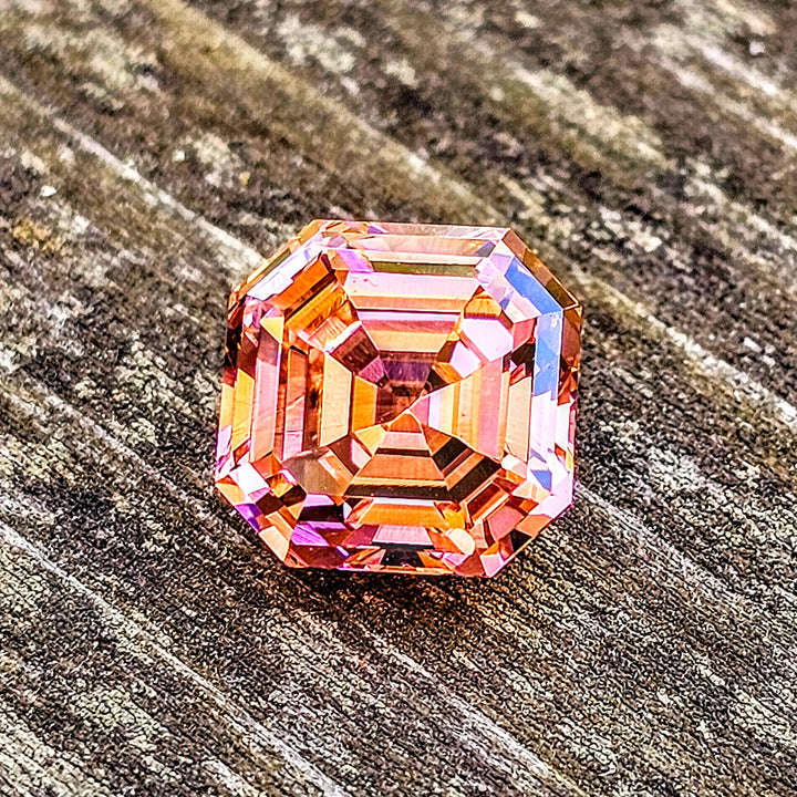 High Concentration Padparadscha Erbium YAG, Asscher Cut, 10.45 Carats