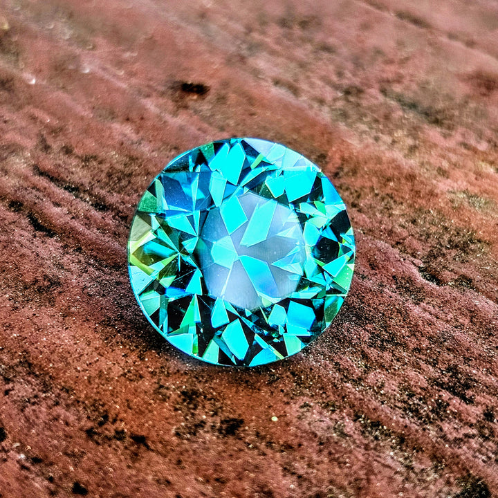 Teal "Paraiba" YAG, Traditional Round Brilliant Cut, 13.64 Carats