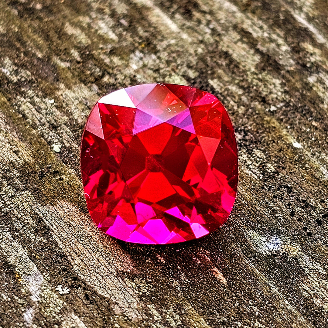 Pigeon Blood Lab Spinel, Antique Cushion Cut, 7.24 Carats