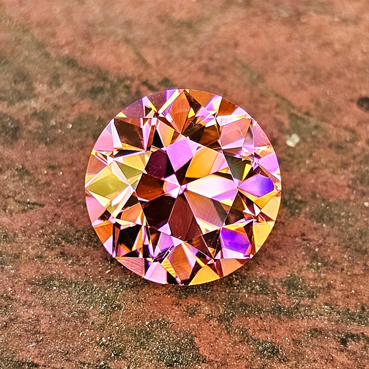 High Concentration Padparadscha Erbium YAG, Traditional Round Brilliant Cut, 14.16 Carats