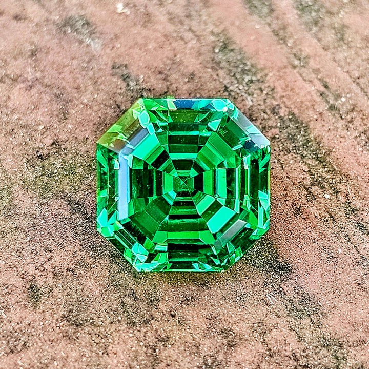 Vivid Green Vanadium YAG, Asscher Cut, 5.89 Carats