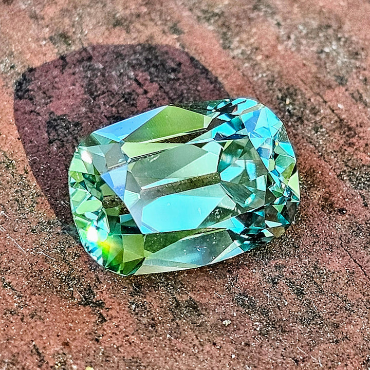 Green Czochralski Lab Sapphire, Antique Long Cushion Cut, 6.4 Carats