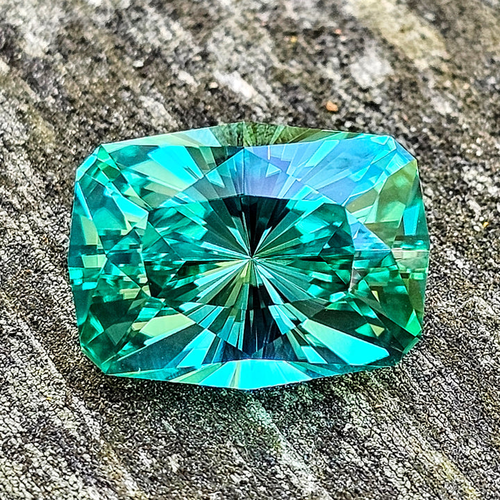 Bright Cobalt Teal Lab Sapphire, House Of Sylas Long Cushion Cut, 13.29 Carats
