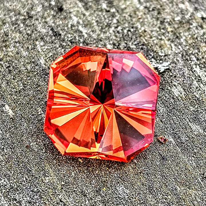 Fire Orange Lab Sapphire, Tessellation Cut, 8.4 Carats
