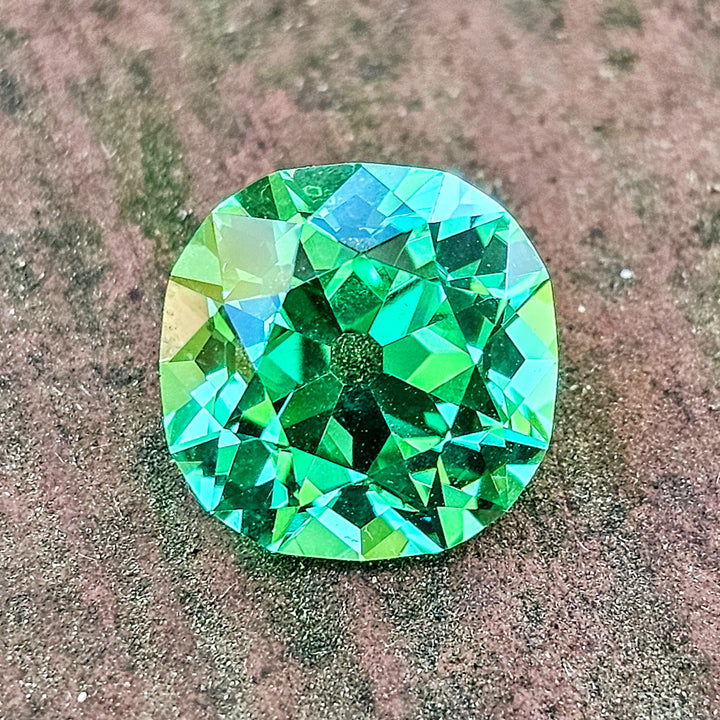 Djeva Green Lab Sapphire, Antique Cushion Cut, 5.7 Carats