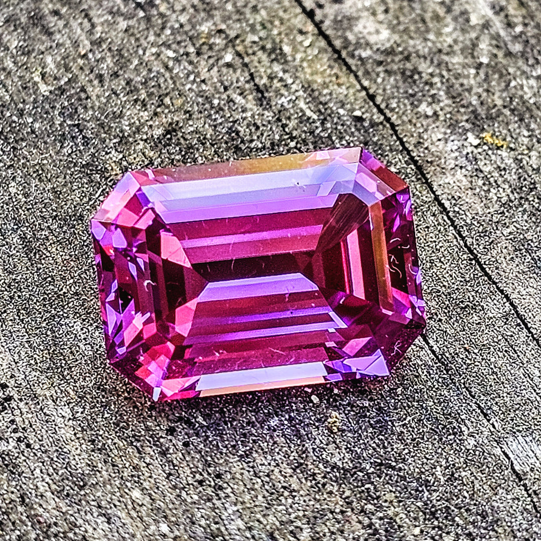 Purple Czochralski Lab Sapphire, Emerald Cut, 9.45 Carats