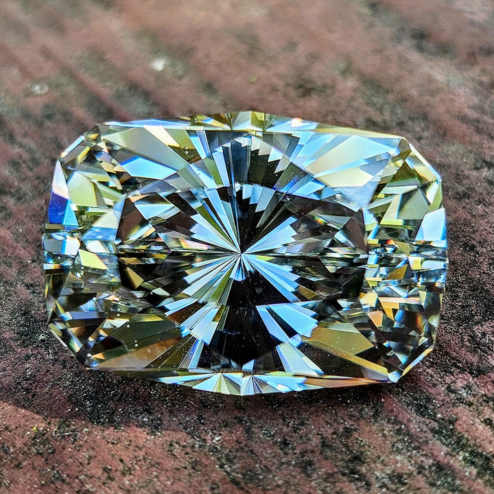 Experimental Grey to Blush Pink Lab Garnet, House Of Sylas Long Cushion Cut, 62 Carats