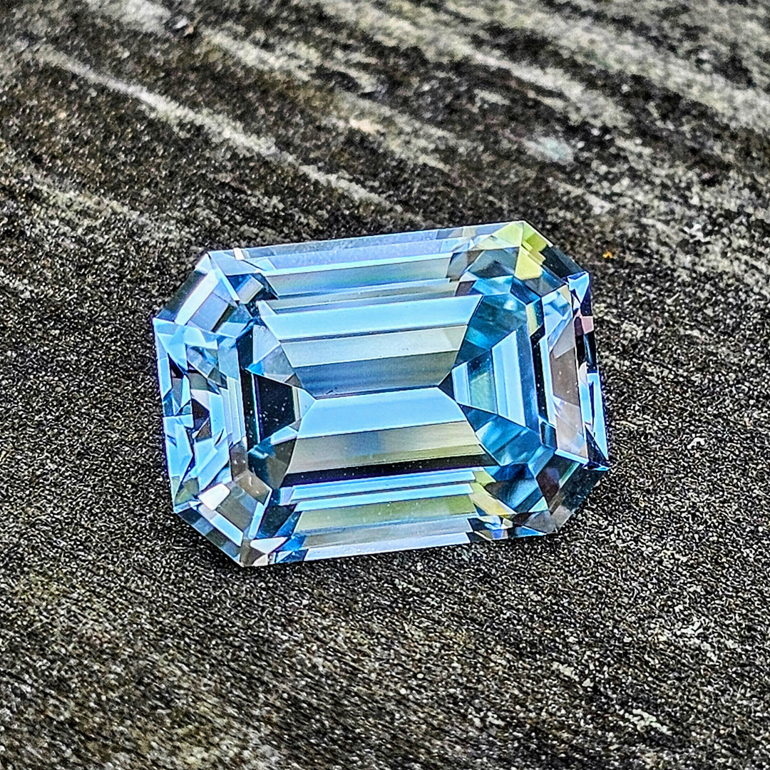 Aqua Blue Lab Sapphire, Emerald Cut, 9.45 Carats