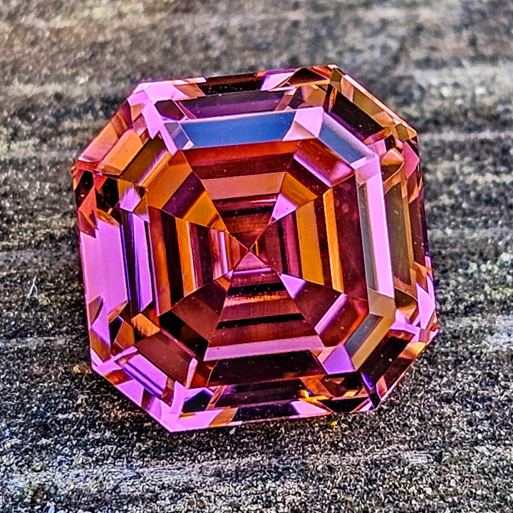 High Concentration Padparadscha Erbium YAG, Asscher Cut, 8.85 Carats
