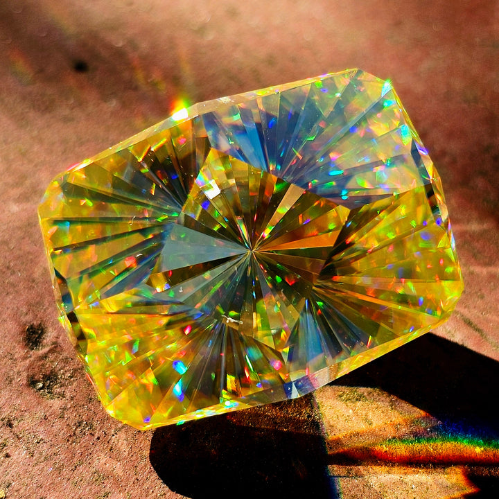 White Rutile 🌈🍭🦄, Fireworks Rectangle Cut, 129 Carats