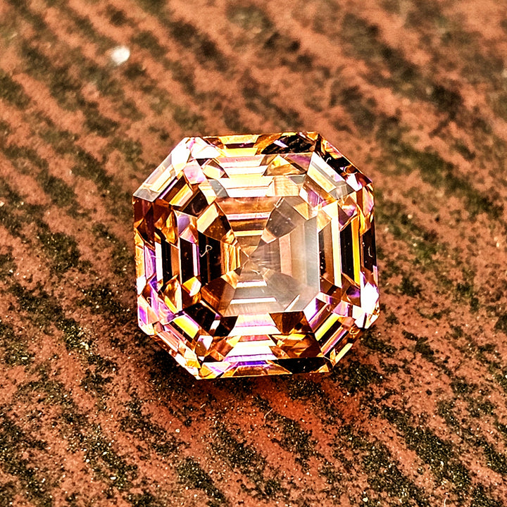 High Concentration Padparadscha Erbium YAG, Asscher Cut, 9.63 Carats
