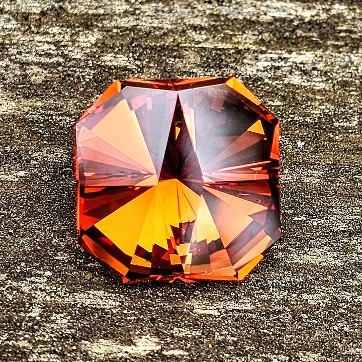 Whisky Orange Lab Sapphire, Tessellation Cut, 15.82 Carats
