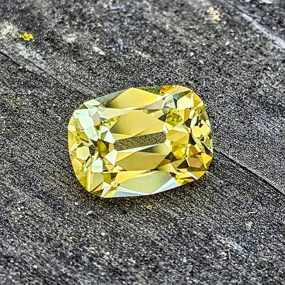 Yellow Lab Sapphire, Antique Long Cushion Cut, 4.72 Carats