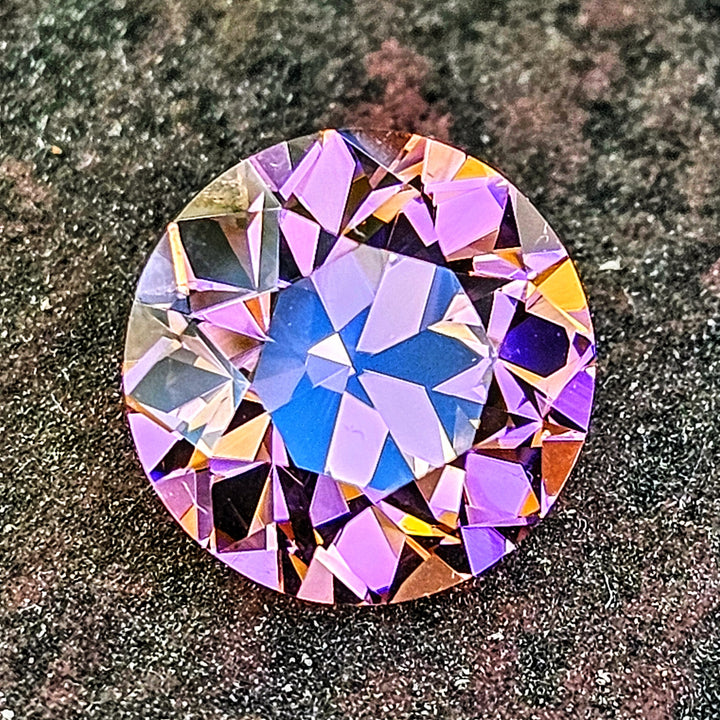 Padparadscha Erbium YAG, Traditional Round Brilliant Cut, 6.76 Carats