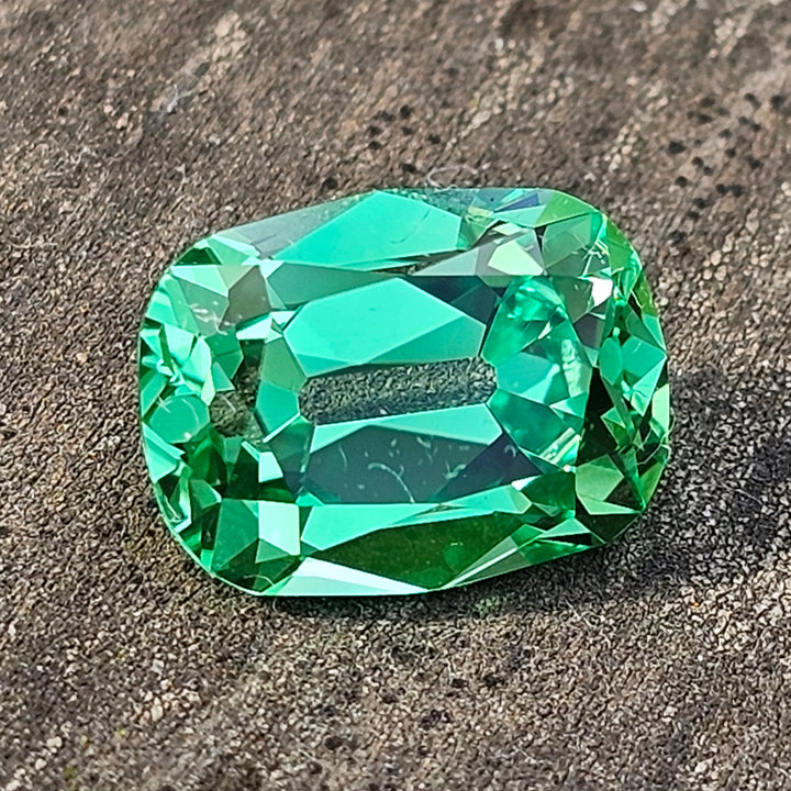 Djeva Green Lab Sapphire, Antique Long Cushion Cut, 4.70 Carats