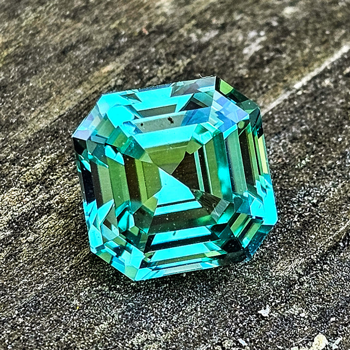 Cobalt Teal Lab Sapphire, Asscher Cut, 8.33 Carats