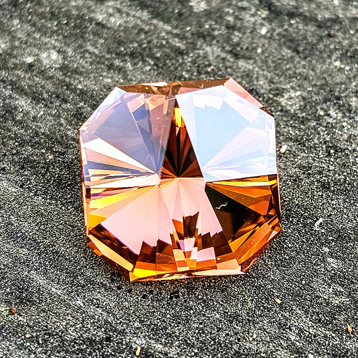 Toasted Orange Erbium YAG, Tessellation Cut, 13.93 Carats