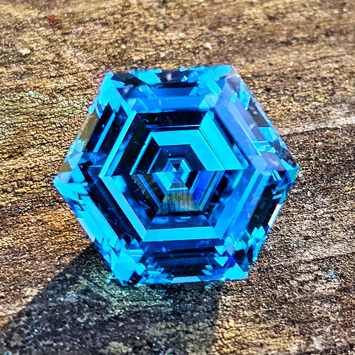 Blue Cobalt YAG, Hexagon Step Cut, 9.80 Carats