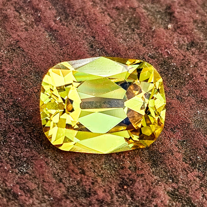 Yellow Czochralski Lab Sapphire, Antique Long Cushion Cut, 8.70 Carats