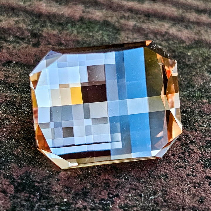 Peachy 🍑 "Morganite" Colored Lab Sapphire, Pixel Rectangle Cut, 9.58 Carats