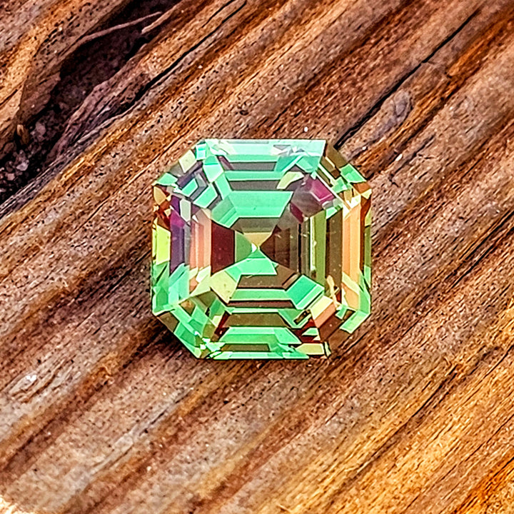 Green and Red Christmas Garnet, Asscher Cut, 3.81 Carats