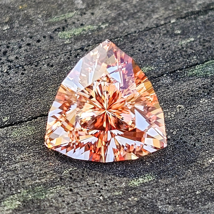 Peachy ๐ "Morganite" Colored Lab Sapphire, Trillian Internal Reflections Cut, 7.10 Carats