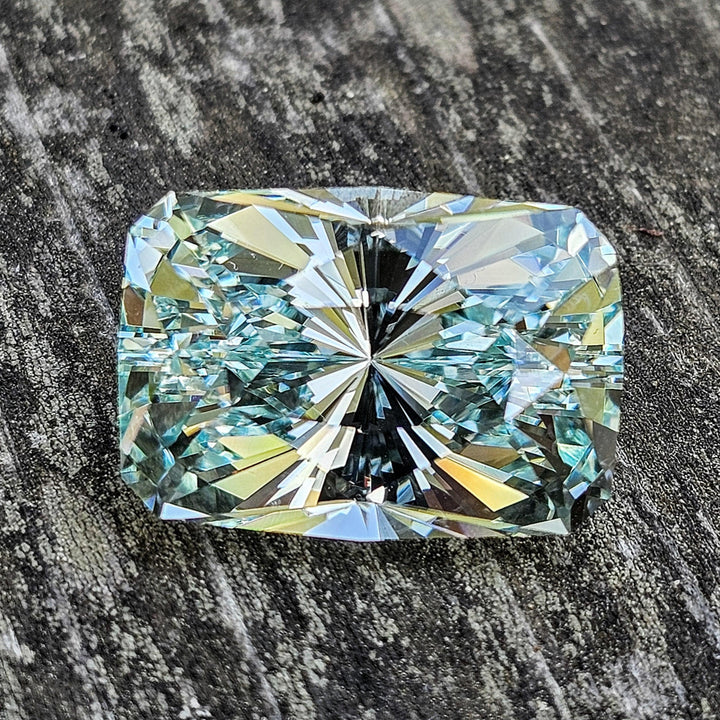 Aqua Colored Repurposed Laser Garnet, House Of Sylas Long Cushion Cut, 28.72 Carats - DJEVA
