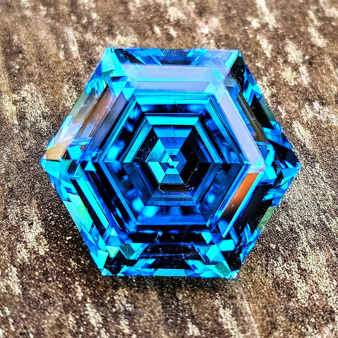 Blue Cobalt YAG, Hexagon Step Cut, 39.4 Carats - DJEVA