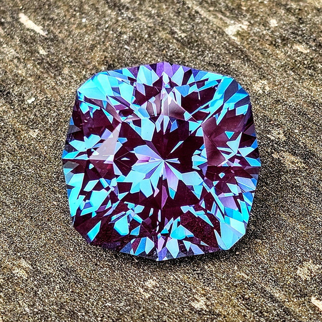 Bright Teal Colored Czochralski Alexandrite, House Of Sylas Cushion Cut, 60 Carats - DJEVA