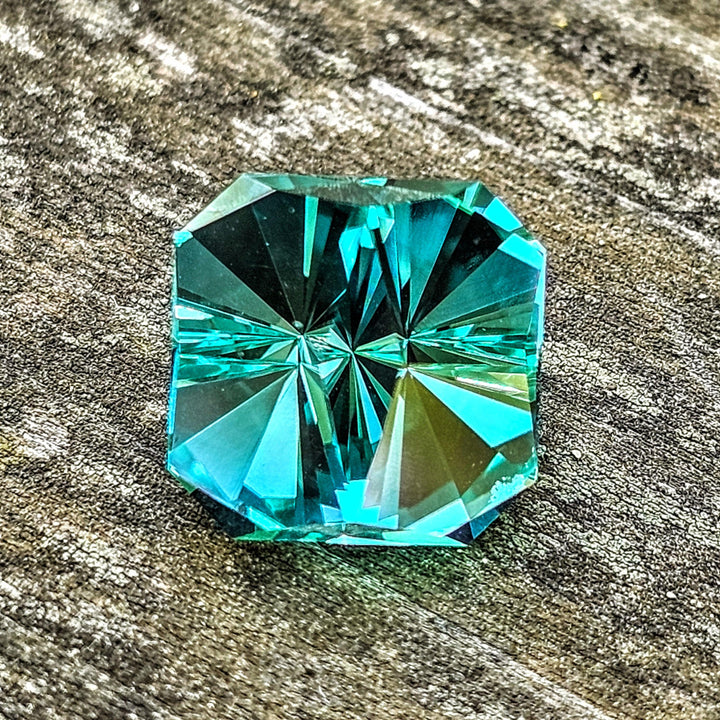 Cobalt Teal Lab Sapphire, Tessellation Cut, 7.4 Carats - DJEVA