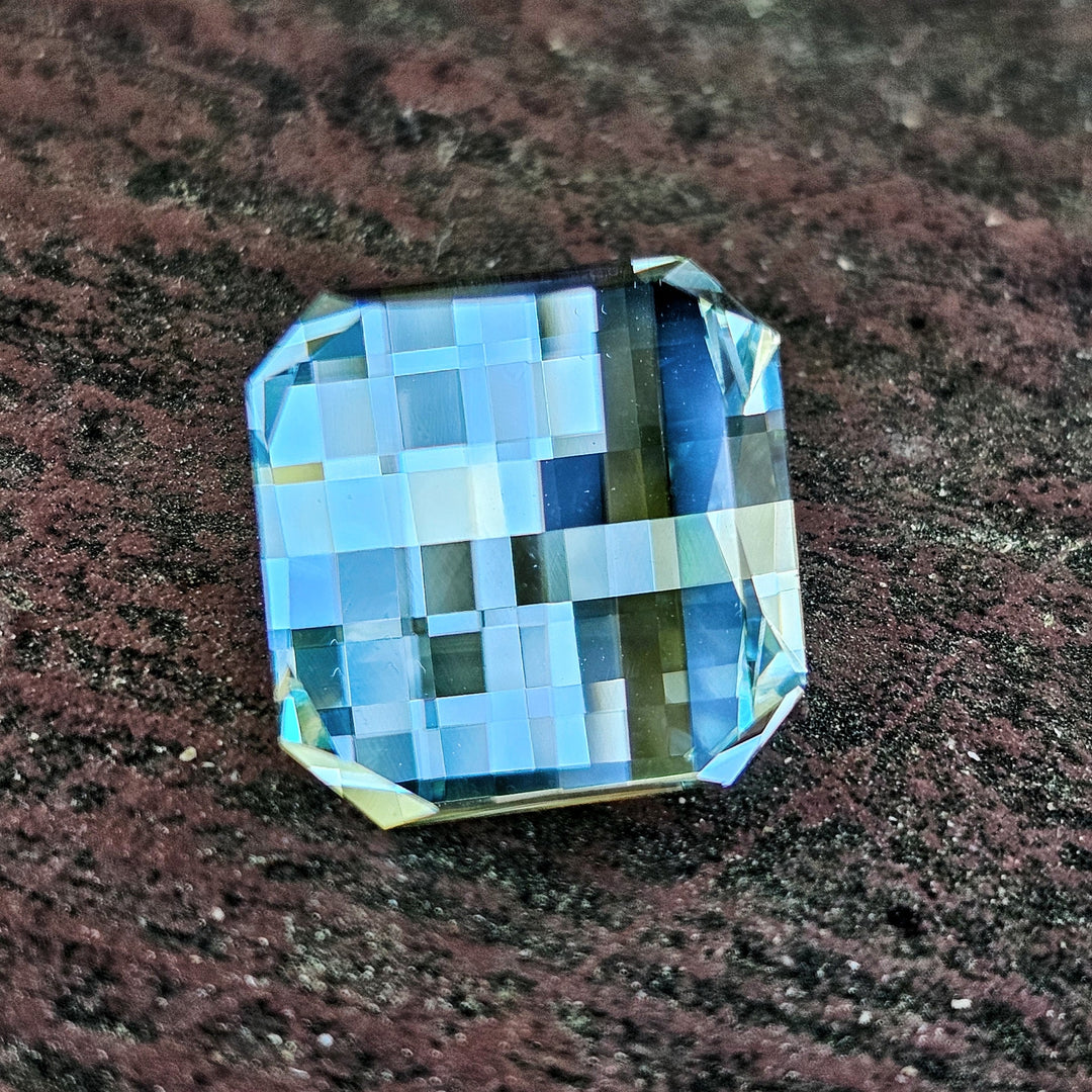 Pastel Mint Laser Garnet, Pixel Square Cut, 17.36 Carats - DJEVA