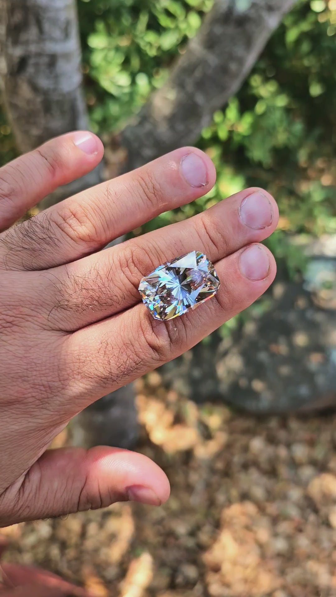 Experimental Grey to Blush Pink Lab Garnet, House Of Sylas Long Cushion Cut, 62 Carats