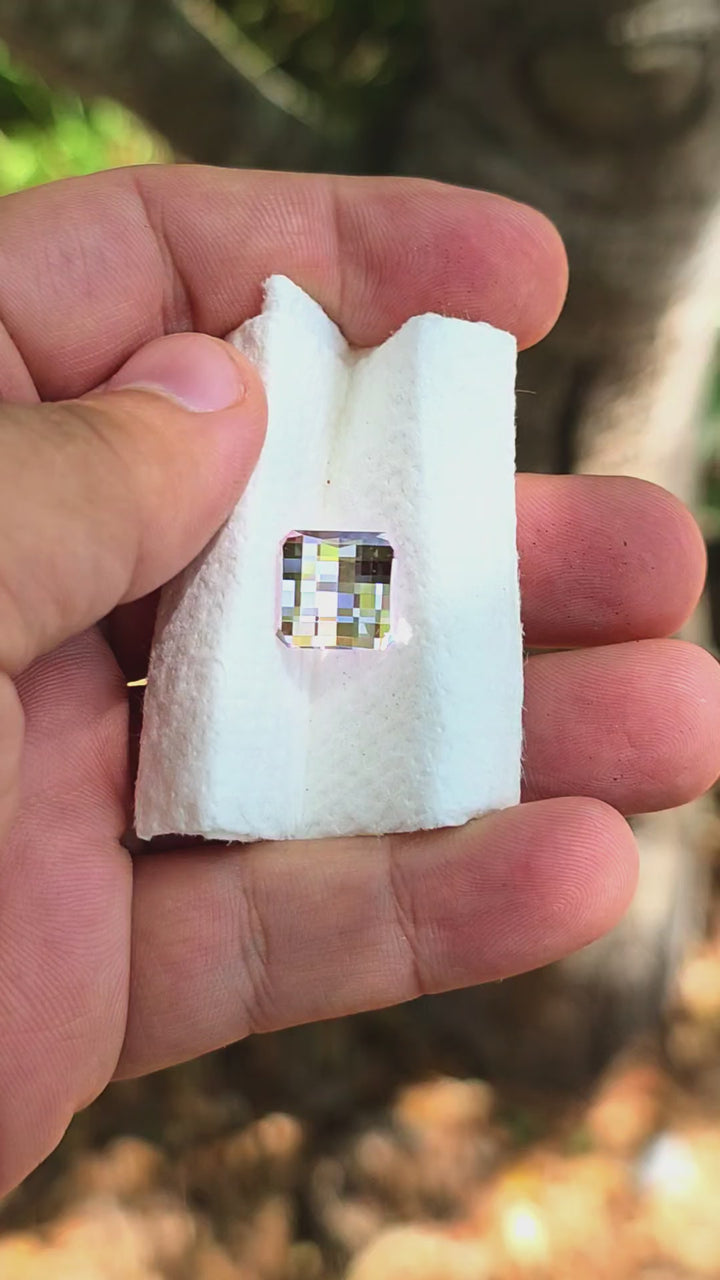 Light Pink Padparadscha Lab Sapphire, Pixel Square Cut, 8.25 Carats