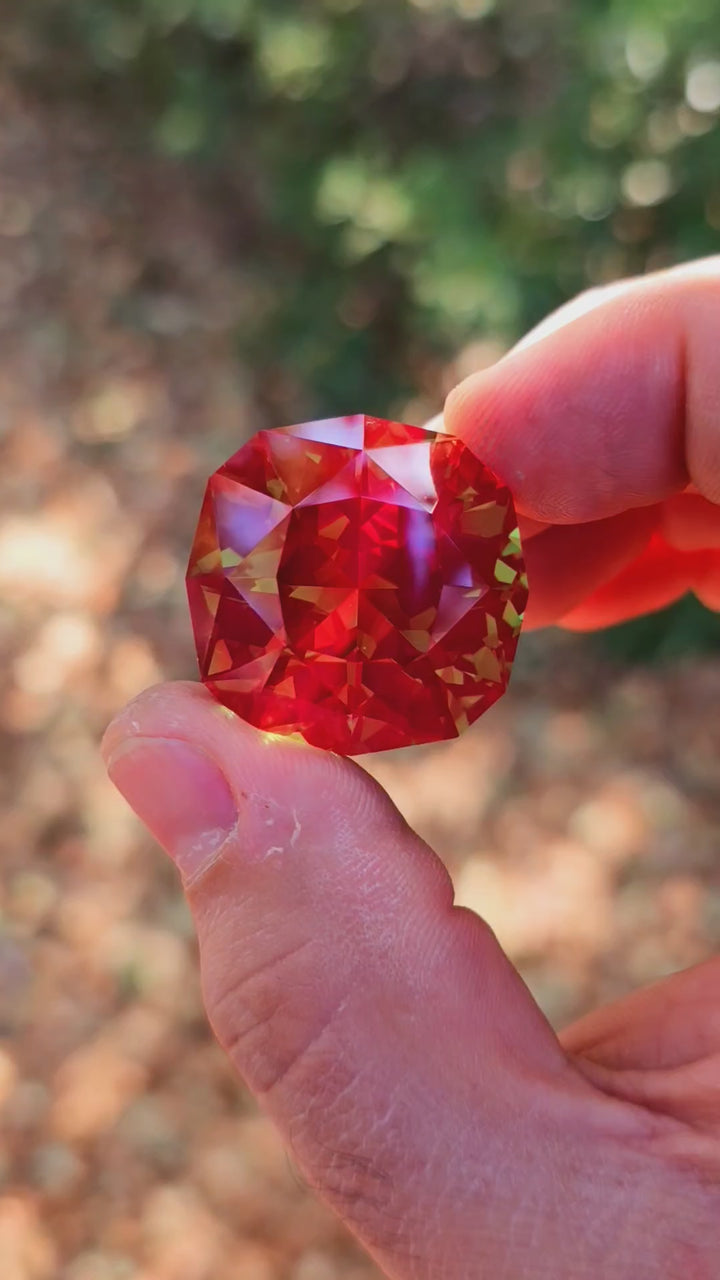 Green and Red Christmas Garnet, Cushion Cut,  142.7 Carats