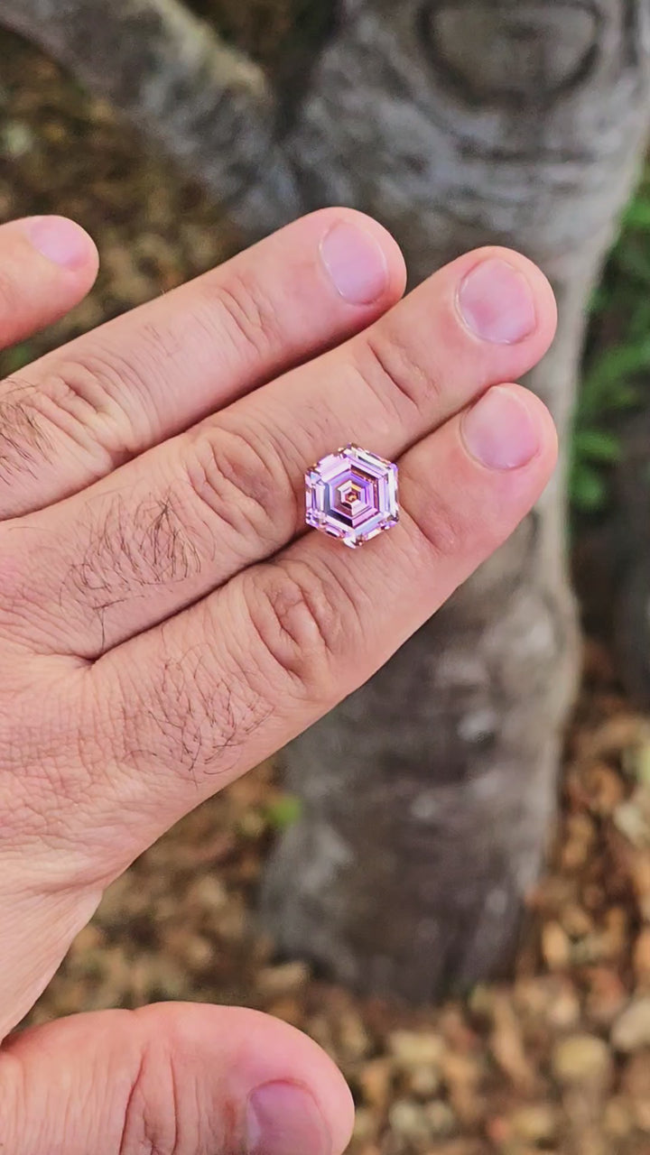 Soviet Era Padparadscha Erbium YAG, Hexagon Step Cut, 14.56 Carats
