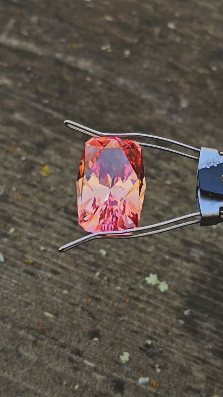 Light Orange Padparadscha Lab Sapphire, House Of Sylas Long Cushion Cut, 21.55 Carats