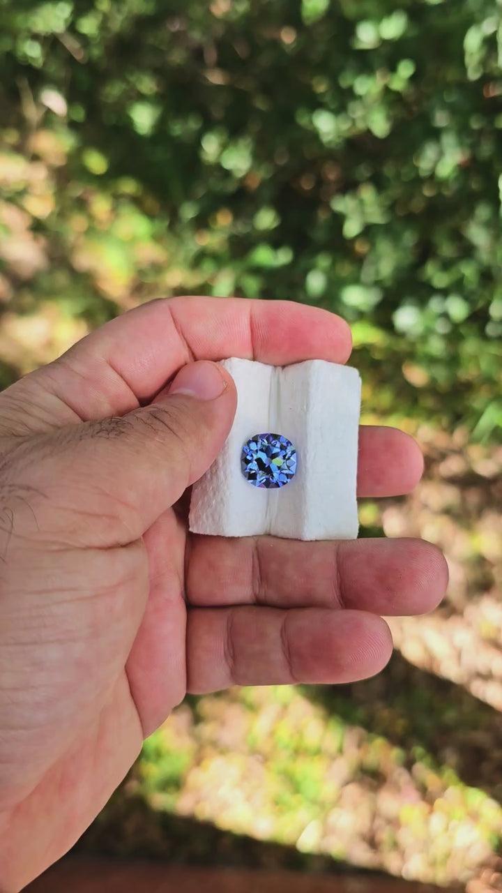 Blue Czochralski Lab Sapphire, Antique Cushion Cut, 11.09 Carats