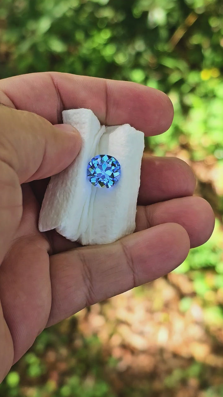 Cornflower Blue Lab Spinel, Antique Cushion Cut, 6.38 Carats