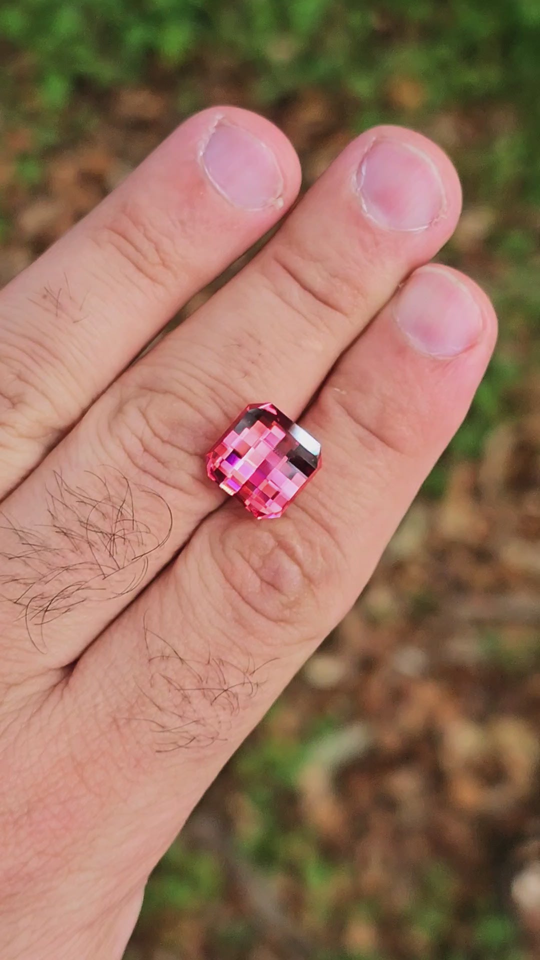 Czochralski Titanium Pink Sapphire, Pixel Square Cut, 10.40 Carats