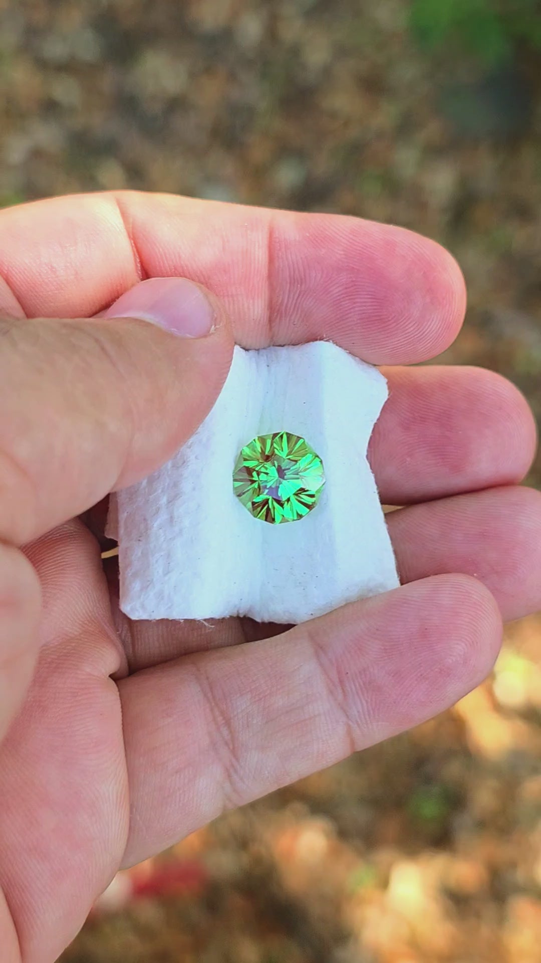 Czochralski Green and Red Christmas Garnet, Gnome's Geode Cut, 7.36 Carats