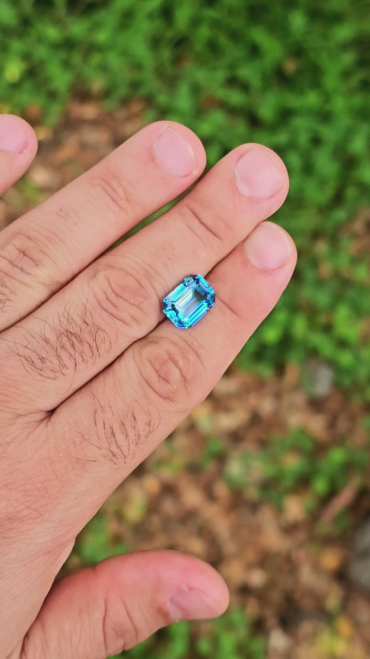 Blue Cobalt YAG, Emerald Cut, 7.21 Carats