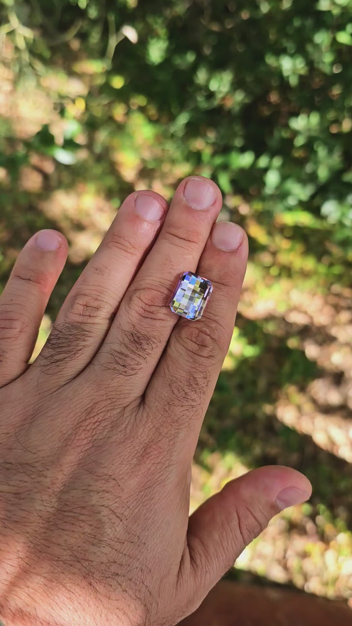 Purple Neodymium YAG, Pixel Rectangle Cut, 18.43 Carats